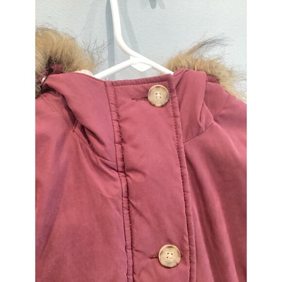 Abercrombie & Fitch Womens Parka Jacket Size Small Coat Burgundy Sherpa Preppy - Picture 11 of 13